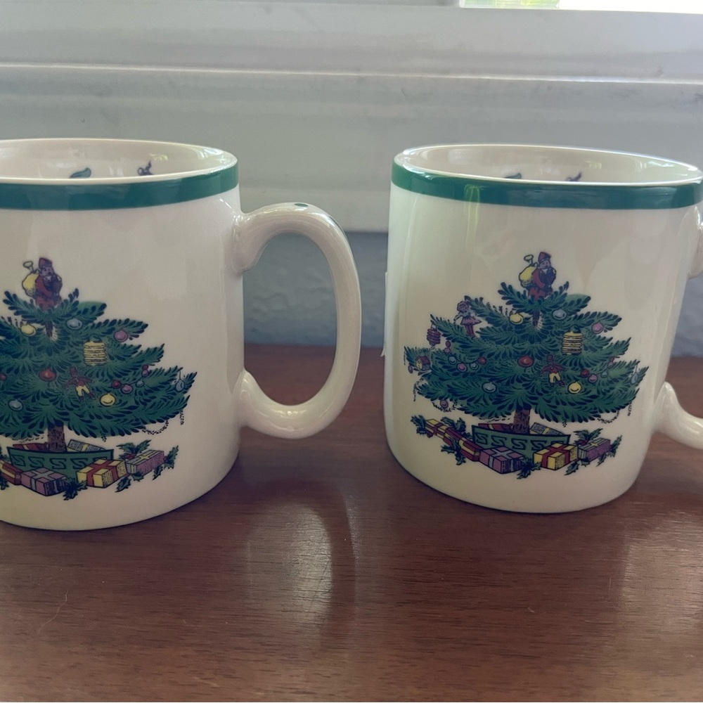 Spode Green Christmas Tree Mugs - Set of 2